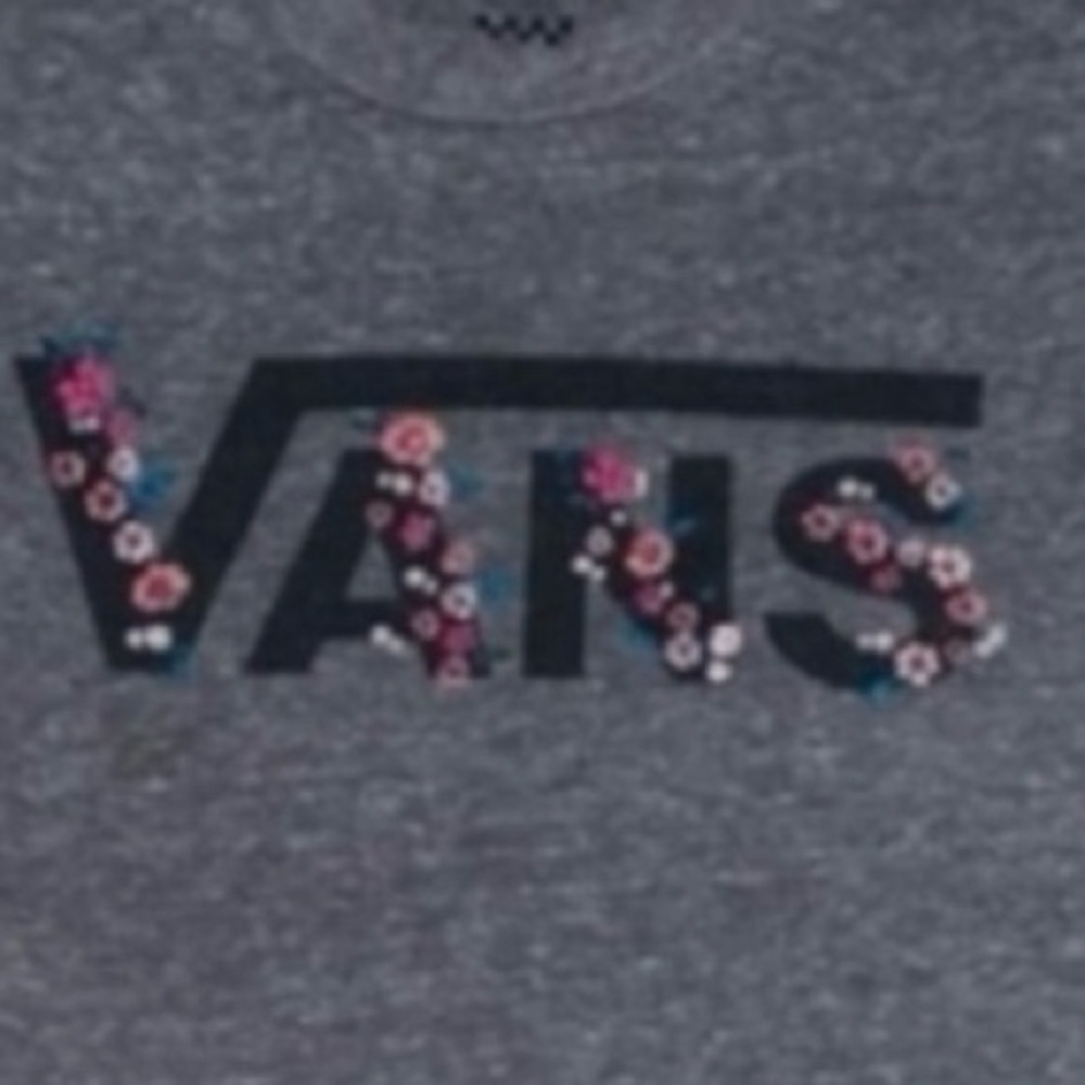 📌 Vans Women’s Small Heather Gray Floral Logo Graphic Tee Soft Casual T-Shirt - Picture 4 of 6